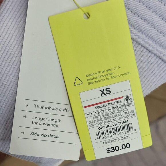 NWT Light Purple All in Motion mock neck sweater with Thumb hole Cuffs - Picture 4 of 5